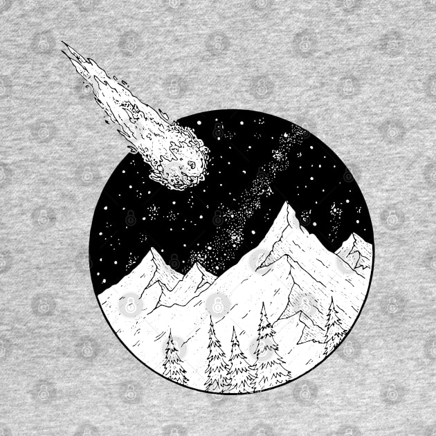 retro moon mountains shooting star by lazykitty